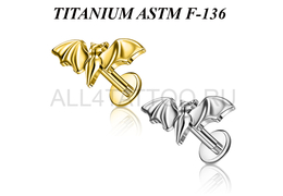 Лабрет из титана Ti Metal летучая мышка Лабрет из титана Ti Metal летучая мышка