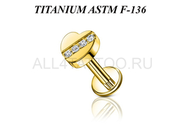 Лабрет из титана Ti Metal золотое сердце