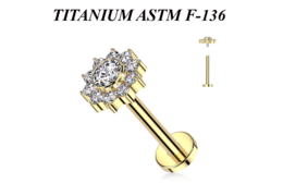 Лабрет из титана Ti Metal золотая аквилегия Лабрет из титана Ti Metal золотая аквилегия