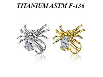 Лабрет из титана Ti Metal паук