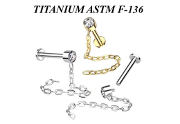 Лабрет из титана с цепочкой Лабрет из титана с цепочкой