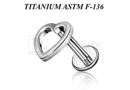 Лабрет из титана Ti Metal лаконичное сердце