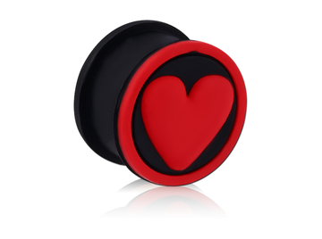 Плаги из черного силикона с красным сердцем