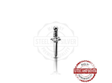 Накрутка Steel and Silver кинжал с фианитом
