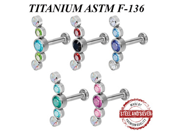 Лабрет из титана Steel and Silver с кластером из премиальных кристаллов