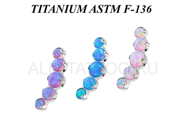 Кластер из титана Ti Metal с опалами