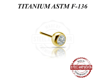 Вставка титановая Steel and Silver золотой шарик с фианитом