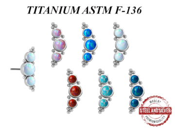 Вставка титановая Steel and Silver с опаловым кластером