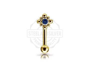 Микробанан Steel and Silver с золотым покрытием и Premium Zirconia
