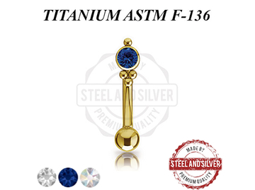 Микробанан Steel and Silver с золотым покрытием и Premium Zirconia