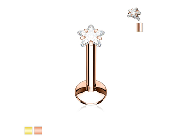 Лабрет с золотым покрытием и стразом звезда