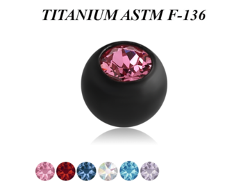 Шарик из титана с чёрным покрытием и стразом