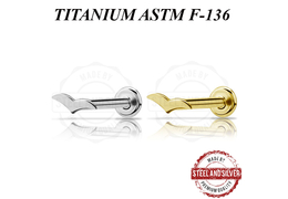 Лабрет из титана Steel and Silver чайка