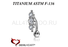Банан из титана Devil Heart с сетом Premium Zirconia Банан из титана Devil Heart с сетом Premium Zirconia