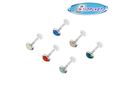 Лабрет из биопласта с опалом