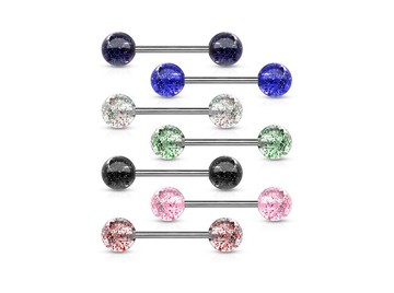 Штанга для языка стальная с акриловыми шариками